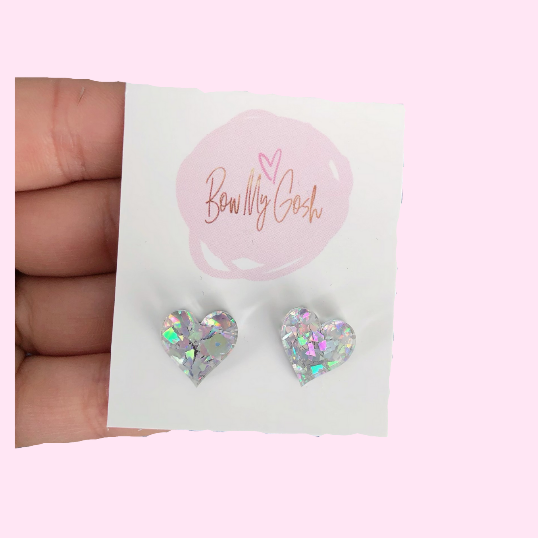 Crystal Heart Earrings Bow My Gosh